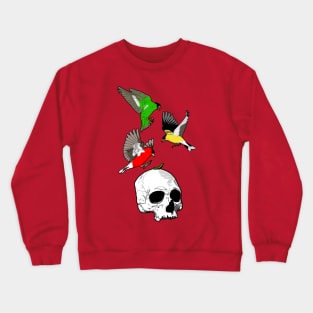 Bright Sparrows and a Skull Crewneck Sweatshirt